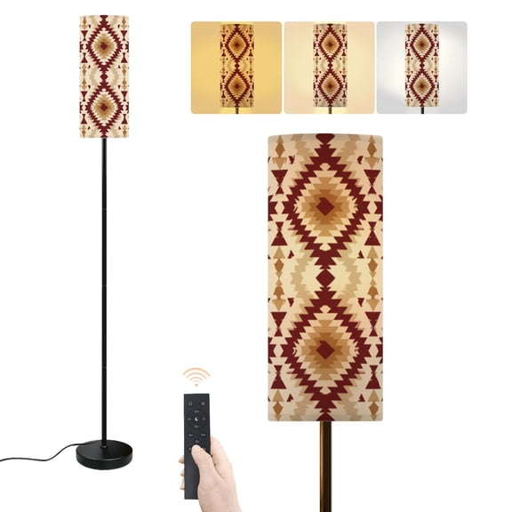 Floor Lamp Geometric art American native Ethnic South Western design hot tone Dimmable Modern Standing Lamp with Lampshade Remote Footswitch Tall Pole Corner Lamp for Living Room Bedroom Office