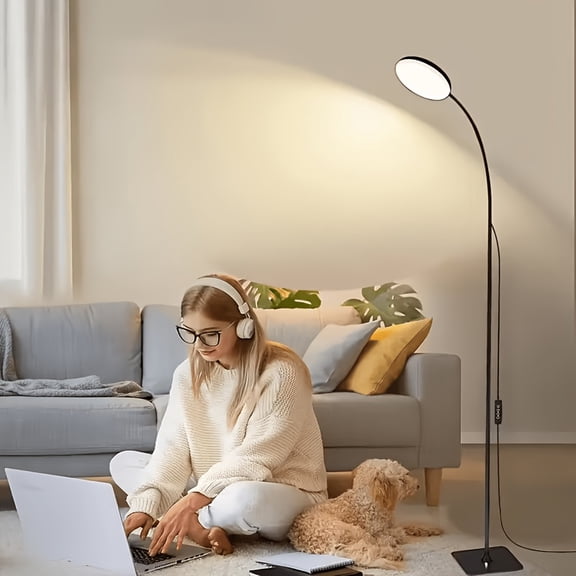 Floor Lamp, LED Floor Lamps for Living Room, Stepless Adjust Color Temperatures And Brightness Standing Lamp with Touch Control Tall Lamps Adjustable Gooseneck Reading Floor Lamp (Black)
