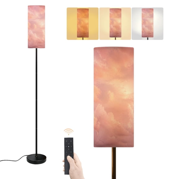 Floor Lamp Light pale coral pink sky Tender peach color Sunset Gradient Tropical Dimmable Modern Standing Lamp with Lampshade Remote Footswitch Tall Pole Corner Lamp for Living Room Bedroom Office