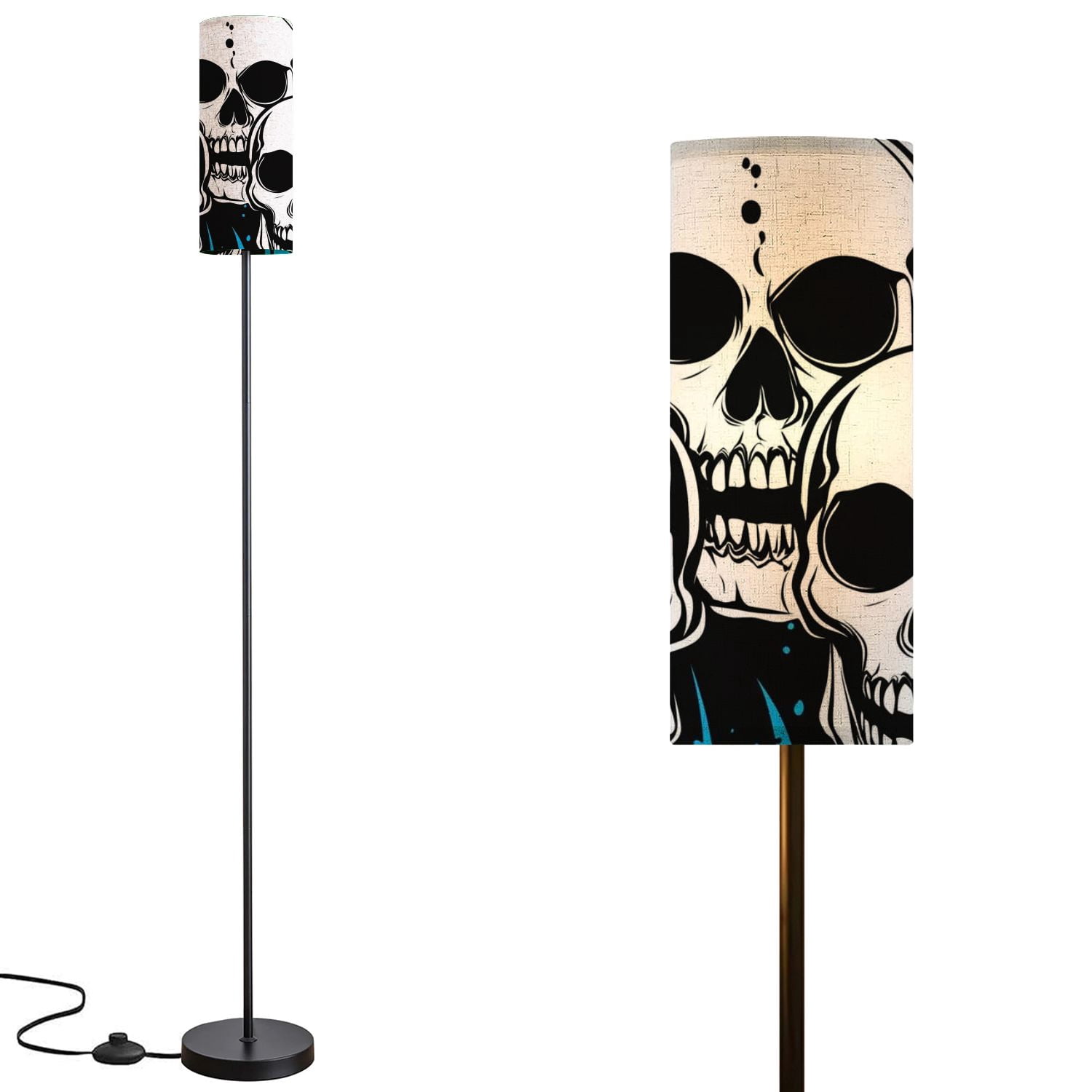 Floor Lamp for Living Room with 3 Color Temperature Skulls Flames Blue ...