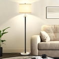 thumbnail image 1 of Floor Lamp for Living Room Adjustable Tall Standing Lamp, 3-Way Dimmable Floor Lamp for Bedroom Office, Black Gold Lamp with Marble Base and White Linen Shade, 6W 3000K LED Blub Included, 1 of 16