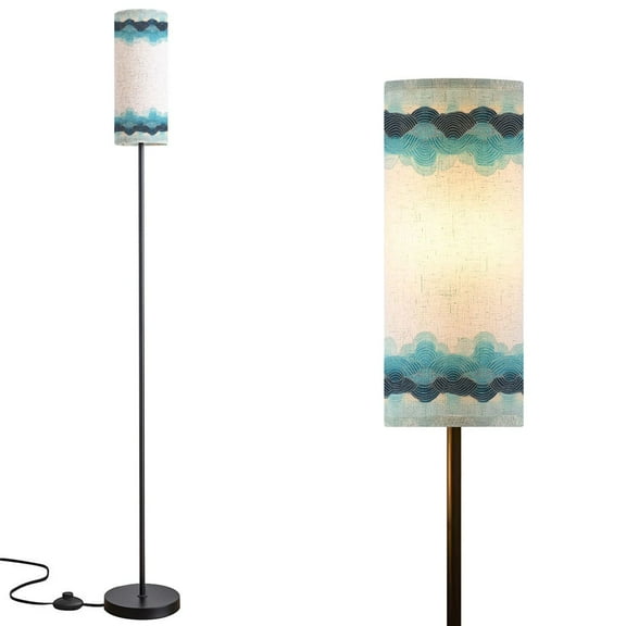 Floor Lamp for Living Room Bedroom Office with 3 Color Temperature LED Bulb Chinese traditional wav Modern Standing Lamp, Dimmable Corner Floor Lamp with Remote