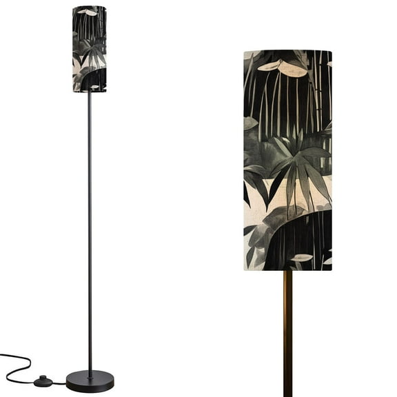 Floor Lamp for Living Room Bedroom Office with 3 Color Temperature LED Bulb Mystical Bamboo Pond Illustration Modern Standing Lamp, Dimmable Corner Floor Lamp with Remote