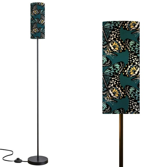 Floor Lamp for Living Room Bedroom Office with 3 Color Temperature LED Bulb Seamless pattern Exotic Butterflies Textile Modern Standing Lamp, Dimmable Corner Floor Lamp with Remote