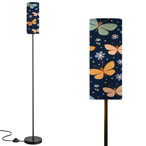Floor Lamp for Living Room Bedroom Office with 3 Color Temperature LED Bulb Seamless pattern colorful butterflies flowers Modern Standing Lamp, Dimmable Corner Floor Lamp with Remote