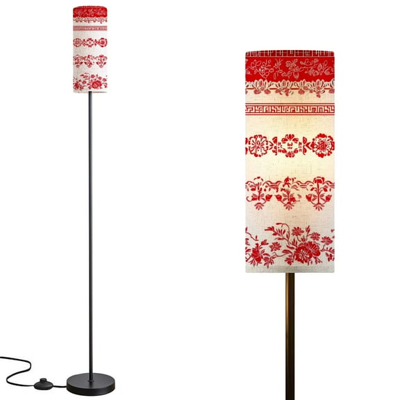 Floor Lamp for Living Room Bedroom Office with 3 Color Temperature LED Bulb Set Chinese style borders Modern Standing Lamp, Dimmable Corner Floor Lamp with Remote