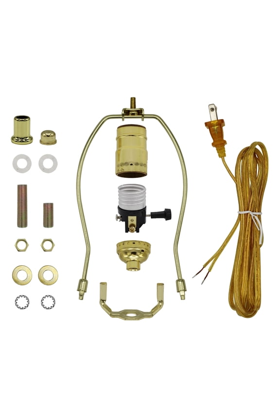 Floor Lamp Making Kit - Repair or Rewire Lamps with All Premium Essential Parts, 10 Inch Harp and Extra Long 12 Foot Cord Included (Gold)