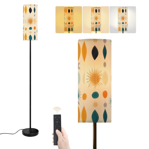 Floor Lamp Mid Century Modern Abstract Geometric Retro 1950S 1960S Shapes Leaves Dimmable Modern Standing Lamp with Lampshade Remote Footswitch Tall Pole Corner Lamp for Living Room Bedroom Office