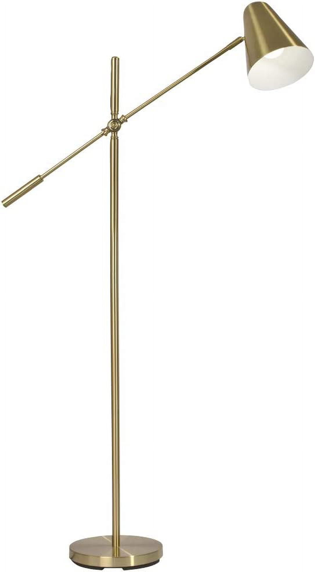 Satin Brass 55.5" Adjustable LED Floor Lamp with White Shade