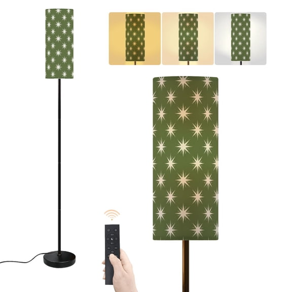 Floor Lamp Mid century modern avocado green cream Seamless repeating Dimmable Modern Standing Lamp with Lampshade Remote Footswitch Tall Pole Corner Lamp for Living Room Bedroom Office