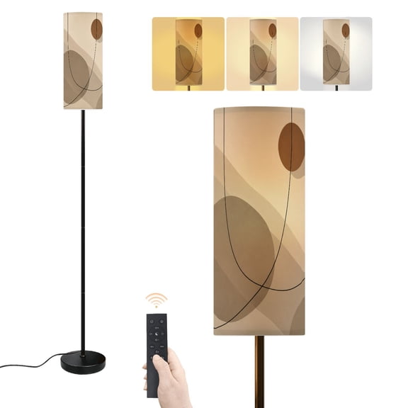 Floor Lamp Minimalist Abstract Geometric Beige Composition Circles Curved Lines Dimmable Modern Standing Lamp with Lampshade Remote Footswitch Tall Pole Corner Lamp for Living Room Bedroom Office