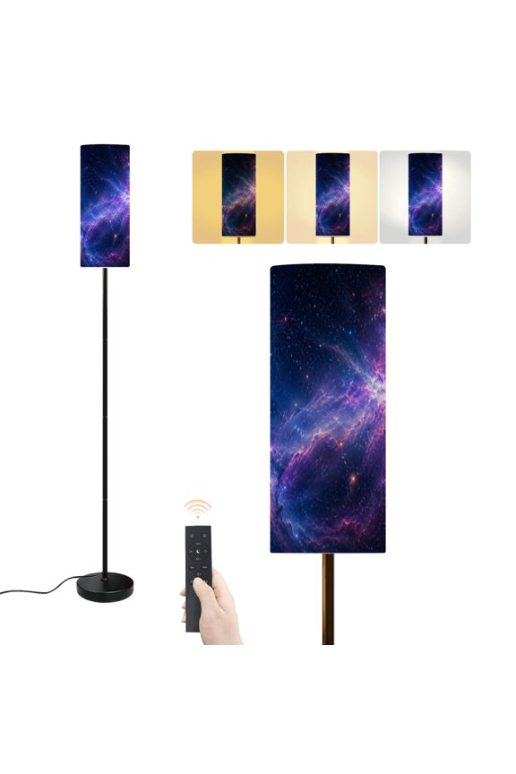Floor Lamp Outer space nebula Dimmable Modern Standing Lamp with Lampshade Remote Footswitch Tall Pole Corner Lamp for Living Room Bedroom Office