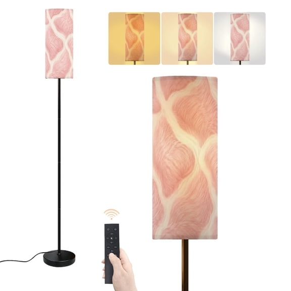 Floor Lamp Pink Giraffe Soft Faux Fur Cream Organic Shapes Dimmable Modern Standing Lamp with Lampshade Remote Footswitch Tall Pole Corner Lamp for Living Room Bedroom Office