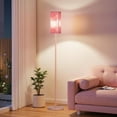 thumbnail image 1 of Floor Lamp, Pole Lamp with Foot Switch, Modern Standing Lamp Shade, Minimalist Freestanding Lamp (Bulb Not Included), for Living Room, Bedroom Office FCC Listed, Sakura Pink PCP07LD05, 1 of 18