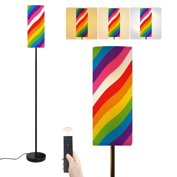 Floor Lamp Pride Rainbow Pride Dimmable Modern Standing Lamp with Lampshade Remote Footswitch Tall Pole Corner Lamp for Living Room Bedroom Office