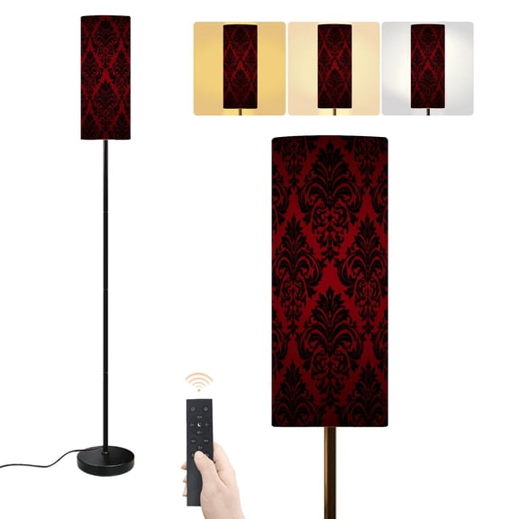 Floor Lamp Royal vintage Gothic dark red black Dimmable Modern Standing Lamp with Lampshade Remote Footswitch Tall Pole Corner Lamp for Living Room Bedroom Office