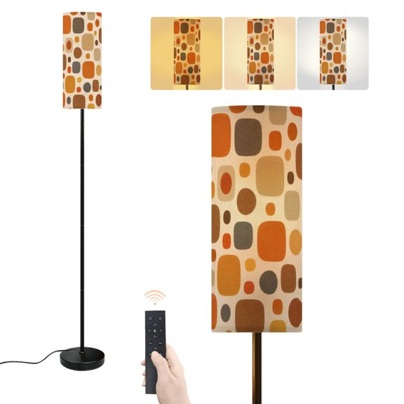 Floor Lamp Rug square ethnic fabric grunge boho style Dimmable Modern Standing Lamp with Lampshade Remote Footswitch Tall Pole Corner Lamp for Living Room Bedroom Office