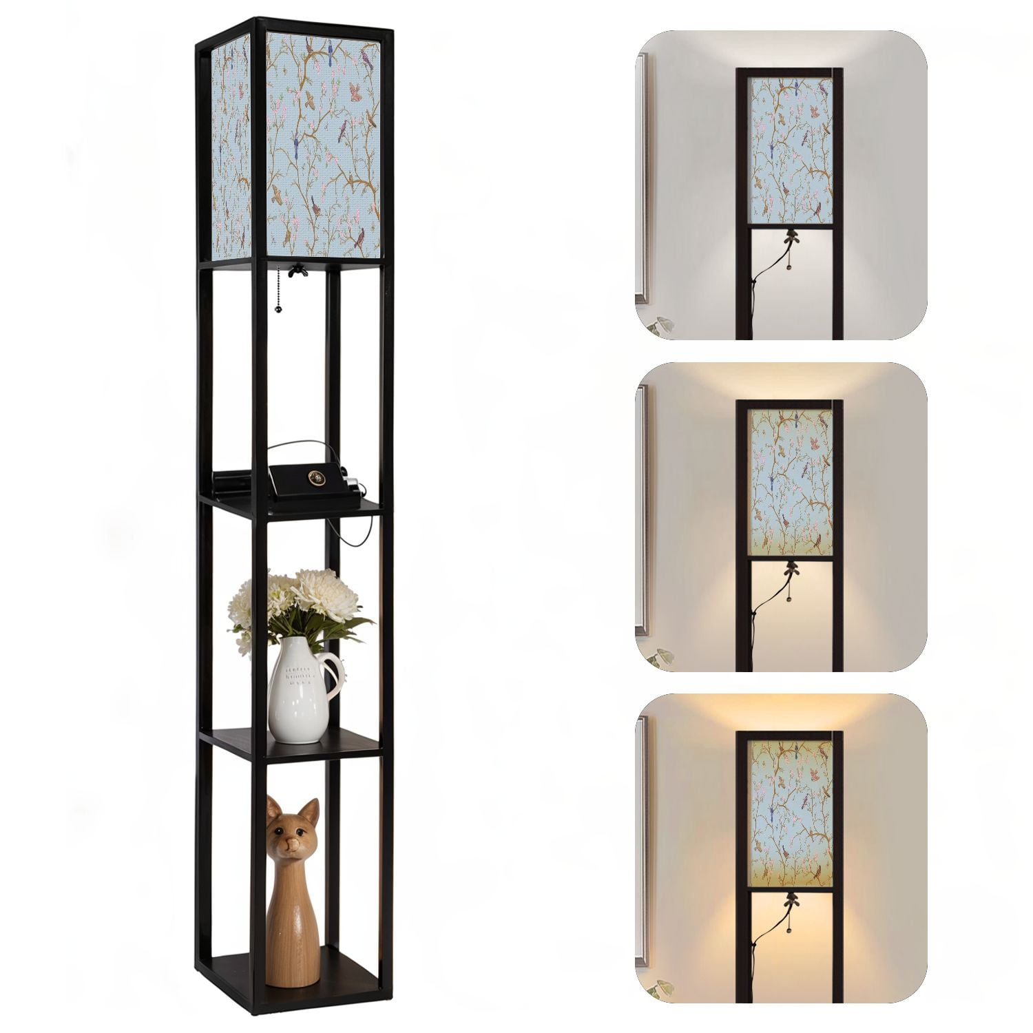 Floor Lamp With Shelves For Living Room Brown, Shelf Floor Lamp