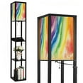 thumbnail image 1 of Floor Lamp with Shelves,Modern Dimmable Standing Lamp Rainbow watercolor paper Corner Display Bookshelf Lamp with 2 USB & 1 Power Outlet for Living Room & Bedroom, 1 of 5