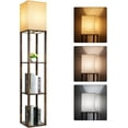 thumbnail image 1 of Floor Lamp with Shelves, Modern Shelf Lamp for Display Storage, 3 Color Temperature Wood Narrow Standing Corner Lamp with 8W Bulb for Living Room Decor, Bedroom, Office, Home Decor(Brown), 1 of 5
