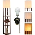 thumbnail image 1 of Floor Lamp with Shelves, Shelf Floor Light with LED Bulb, Modern Wood Shelf Standing Lamp, Corner Display Floor Lamp for Living Room, Bedroom, Office, Linen White Shade, Wood, Brown., 1 of 9