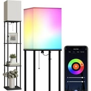 Floor Lamp with Shelves, Smart APP Control Standing Lamps with RGB Bulb, 4-Tier Dimmable Floor Lamps for Living Room, Tall Lamp for Bedroom, Office, Corner Display Bookshelf Lamp