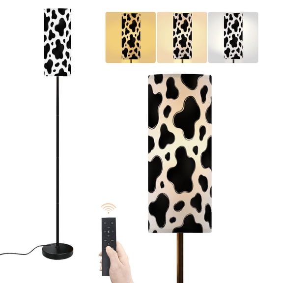 Floor Lamp Spotted Lion Design Dalmatian Cow Funky Spots Dimmable Modern Standing Lamp with Lampshade Remote Footswitch Tall Pole Corner Lamp for Living Room Bedroom Office