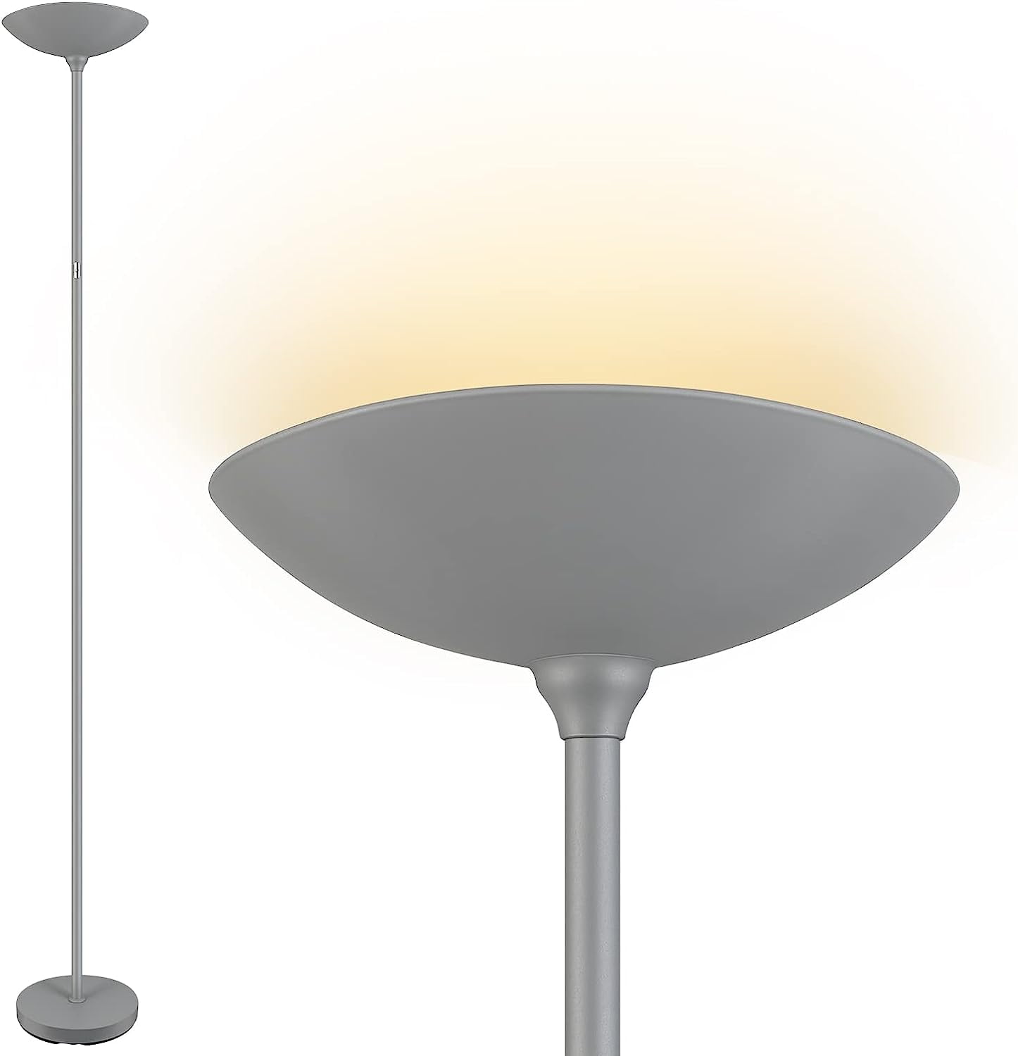 Floor Lamp, Standing Lamp, 20W 2000LM LED Torchiere Floor Lamp, Stepless Dimmable, Touch Control, 3000K Daylight, 50000hrs Lifespan, Floor Lamps for Living Room, Standing Lamps for Bedroom Gray