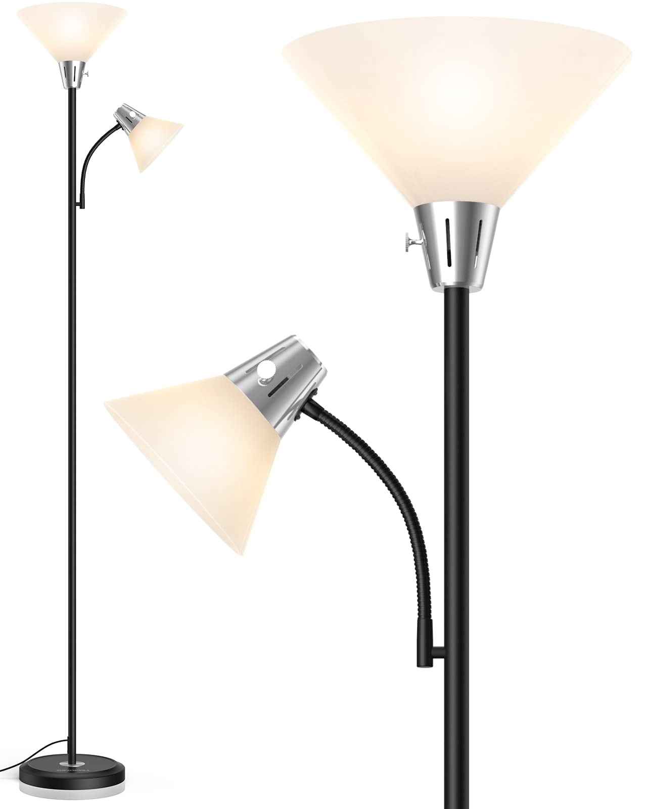 Floor Lamp  Standing Replaceable 3000k Energy-saving For Living Room With Adjustable Reading Light Modern Bright Bedroom Office