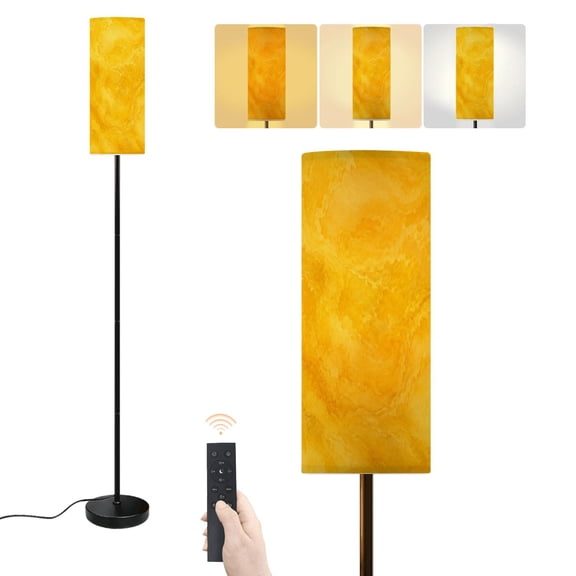 Floor Lamp Stucco Yellow Gold Autumn Light Old Faded Stone Plaster Wall Abstract Dimmable Modern Standing Lamp with Lampshade Remote Footswitch Tall Pole Corner Lamp for Living Room Bedroom Office