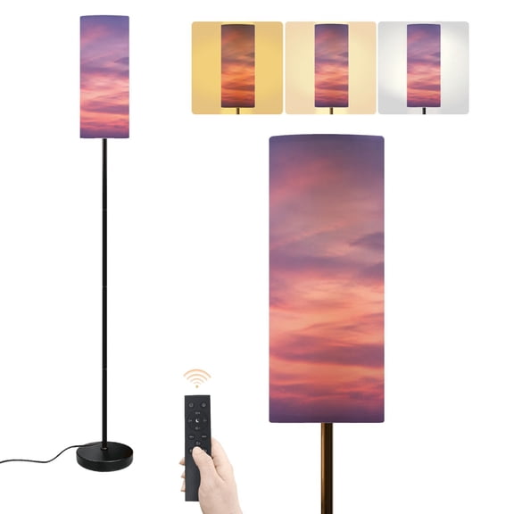 Floor Lamp Sunrise Atlantic Ocean Dimmable Modern Standing Lamp with Lampshade Remote Footswitch Tall Pole Corner Lamp for Living Room Bedroom Office