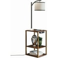 thumbnail image 1 of Floor Lamp with Table, End Table with Lamp, Shelves, Charging Station(USB & AC Port), 3-Color Temperature LED Bulb, Side Table Lamps for Living Room, Bedroom, Office, Rustic Brown, 1 of 9