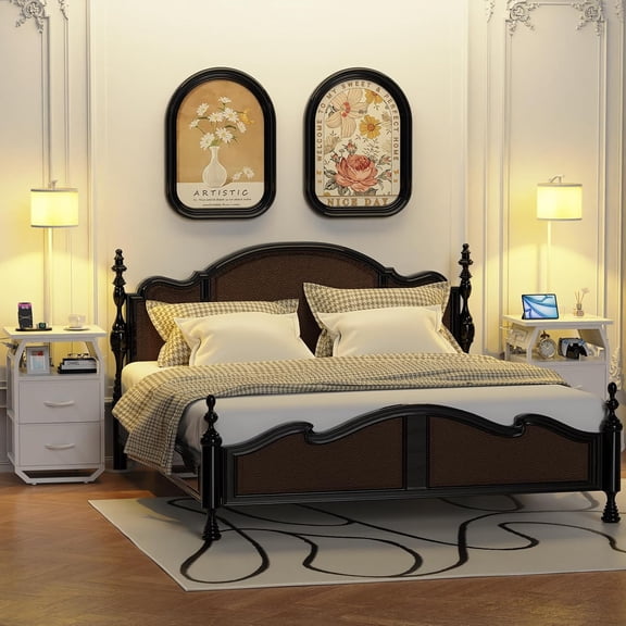 Floor Lamp with Table Set of 2, Side Tables with Lamps Attached 3-Color Temperature Bulbs, Charging Station & 2 Drawers for Bedroom Dorm Apartment - White