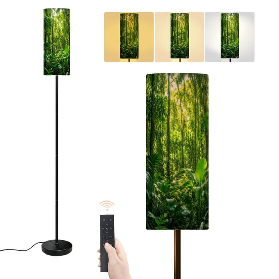 Floor Lamp Tropical trees sunlight Jungle Dimmable Modern Standing Lamp with Lampshade Remote Footswitch Tall Pole Corner Lamp for Living Room Bedroom Office