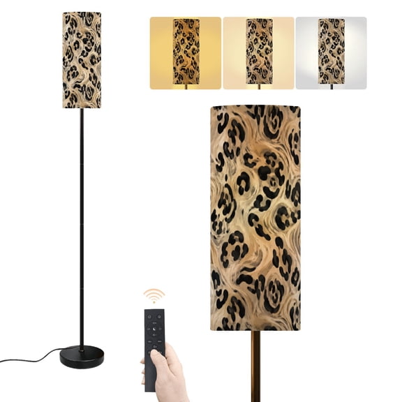Floor Lamp Wildcat fur seamless Watercolor Hand painted Dimmable Modern Standing Lamp with Lampshade Remote Footswitch Tall Pole Corner Lamp for Living Room Bedroom Office