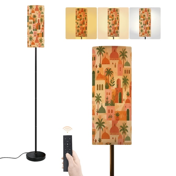Floor Lamp flat geometry architecture Moroccan stairs walls arch arc Dimmable Modern Standing Lamp with Lampshade Remote Footswitch Tall Pole Corner Lamp for Living Room Bedroom Office