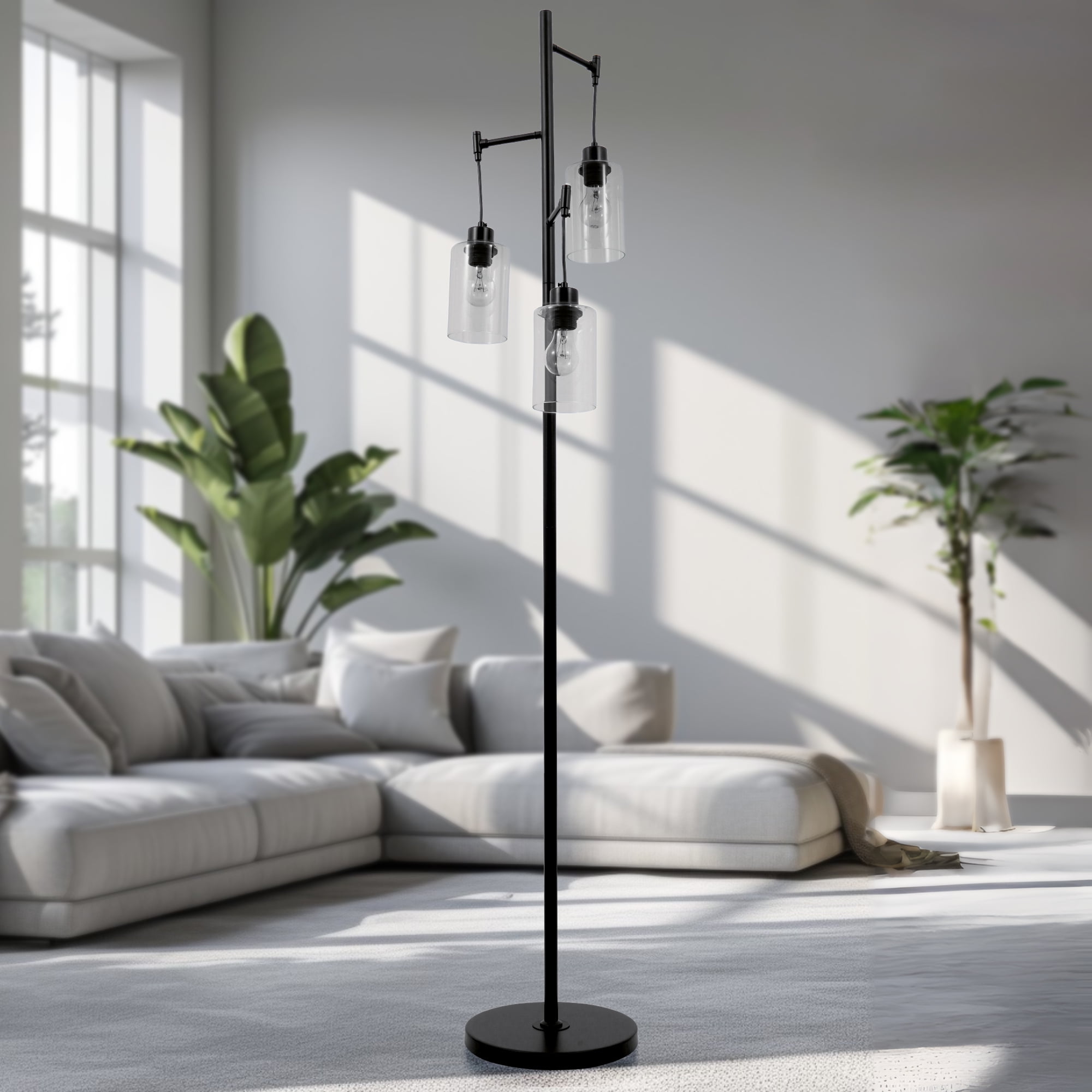 Floor Lamp for Living Room Bedroom, 3-Lights Floor Lamp with On/Off ...