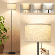 Floor Lamp for Living Room, Elemore Home Modern Standing Lamp Tall with Pull Chain Switch for Bedroom Office