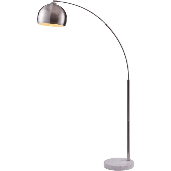 Floor Lamp for Living Rooms  Home Offices  Dining Rooms  Bedrooms with Faux  Marble Base and Chrome Bell Shade