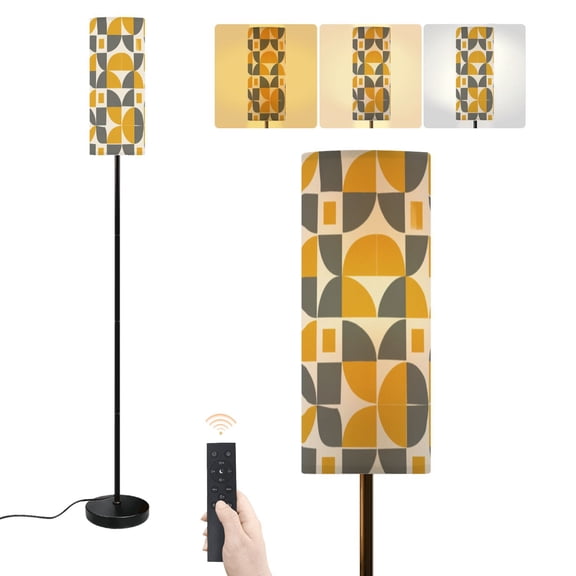 Floor Lamp geometric mid century modern style seamless print Dimmable Modern Standing Lamp with Lampshade Remote Footswitch Tall Pole Corner Lamp for Living Room Bedroom Office