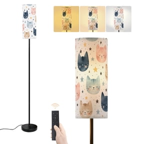 Floor Lamp seamless kids cat astronaut creative for fabric textile Dimmable Modern Standing Lamp with Lampshade Remote Footswitch Tall Pole Corner Lamp for Living Room Bedroom Office