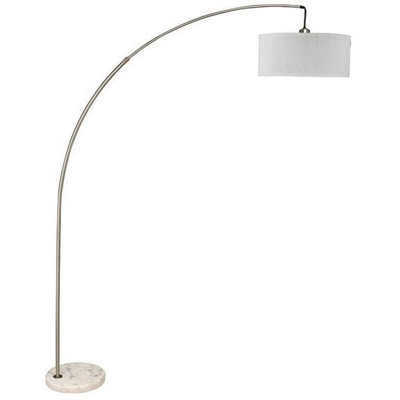 Floor Lamp with Arched Extendable Neck and Marble Base Silver - Saltoro Sherpi