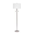 thumbnail image 1 of Floor Lamp with Drum Shade and Pull Chain, White and Silver- Saltoro Sherpi, 1 of 5