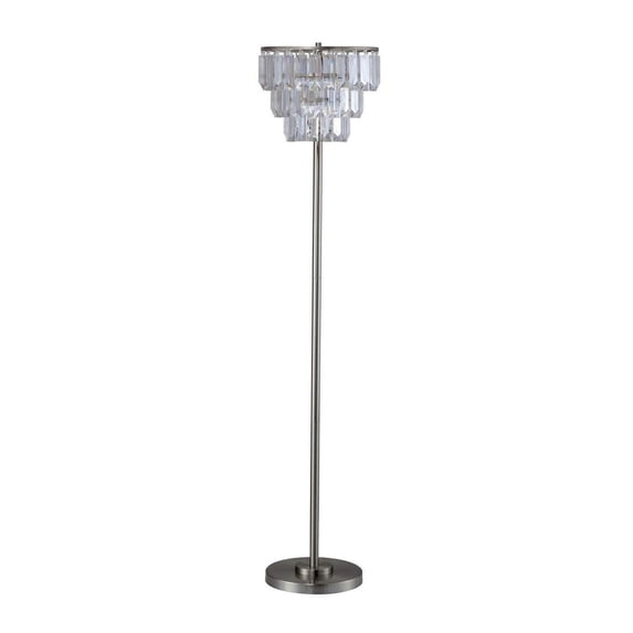Floor Lamp with Hanging Crystal Droplets Silver- Saltoro Sherpi