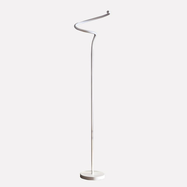 Floor Lamp with Metal Curved Integrated LED, Matte White- Saltoro Sherpi