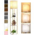 Book Rack Design Tower Floor Lamp with Shelves Modern Corner Display Tower Stand White Linen ...