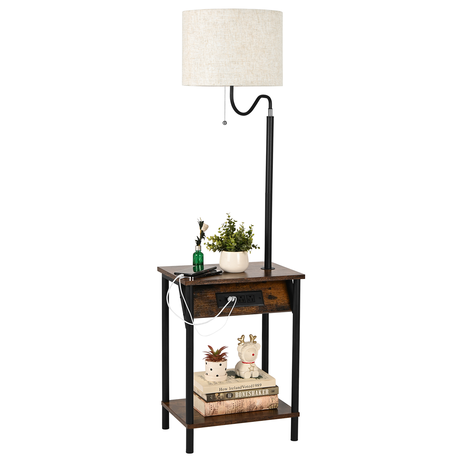 Better Homes & Gardens 3Rack End Table Floor Lamp, Espresso Finish