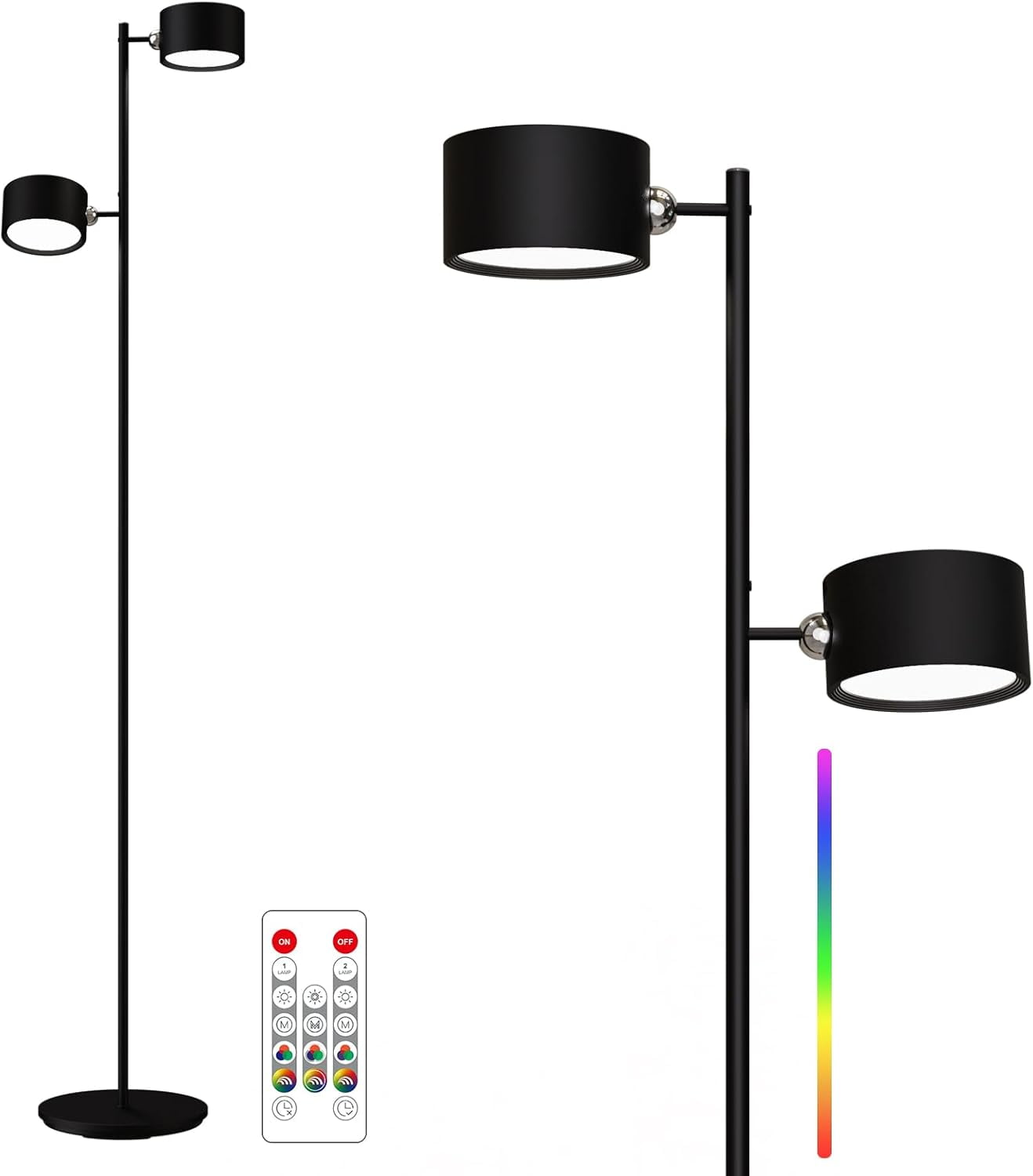 Floor Lamps,LED Tall Standing Pole Lights with Touch&Remote Control, Rechargeable Battery, Standard Dloor lamp with 3 Color Tempes&3 Brightness, for Reading/Living Room/Sofa/Gaming