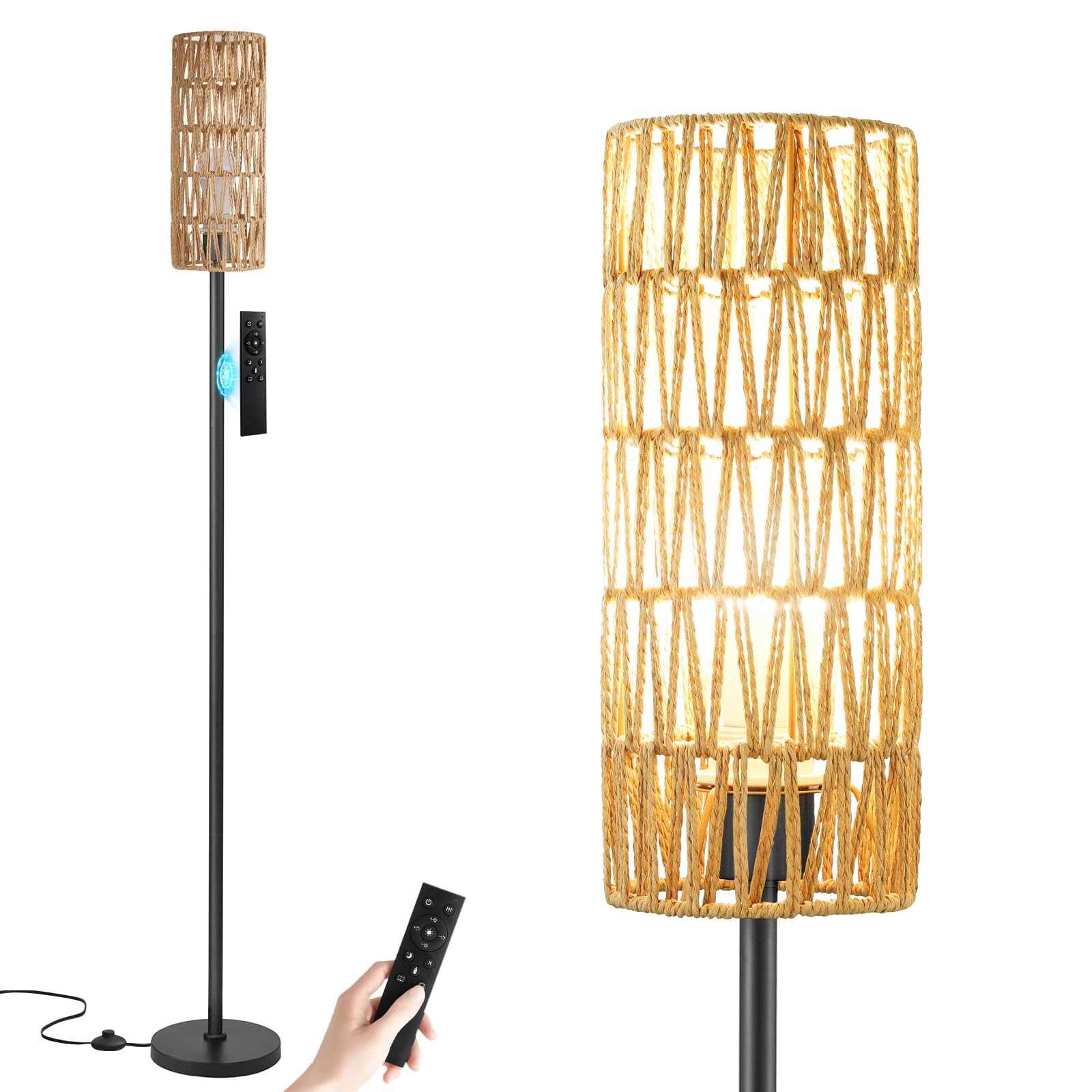 Floor Lamps for Living Room, 64" Modern Floor Lamp with Remote Control and Stepless Dimmable Colors Temperature & Brightness, Standing Lamps for Living Room Bedroom Office, 9W Bulb Included