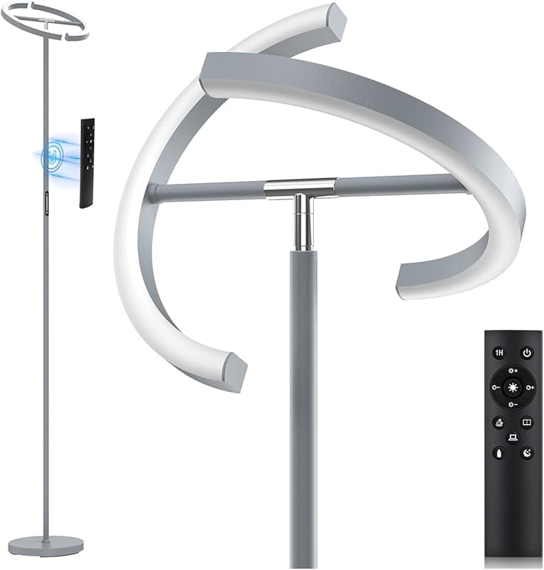 Floor Lamps for Living Room, Modern Stepless Dimmable Standing Lamp with Remote Control, 20W 3000-6000K LED Rotatable Floor Light Uplighter Stand up Lamp Tall Lamp for Bedroom Office